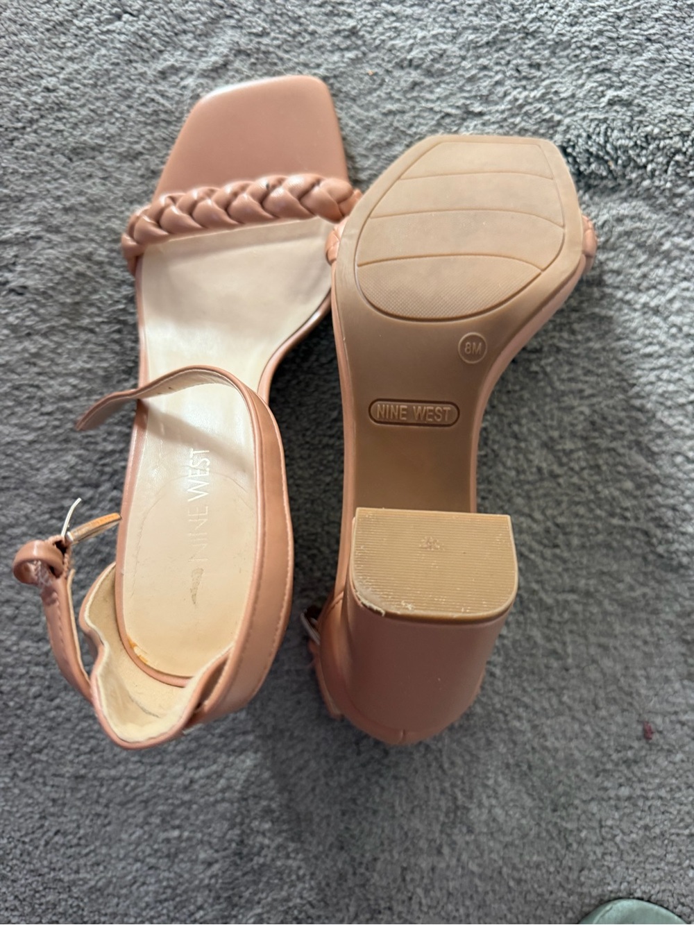 Nine West Pink Braided Strap Block Heel Sandals